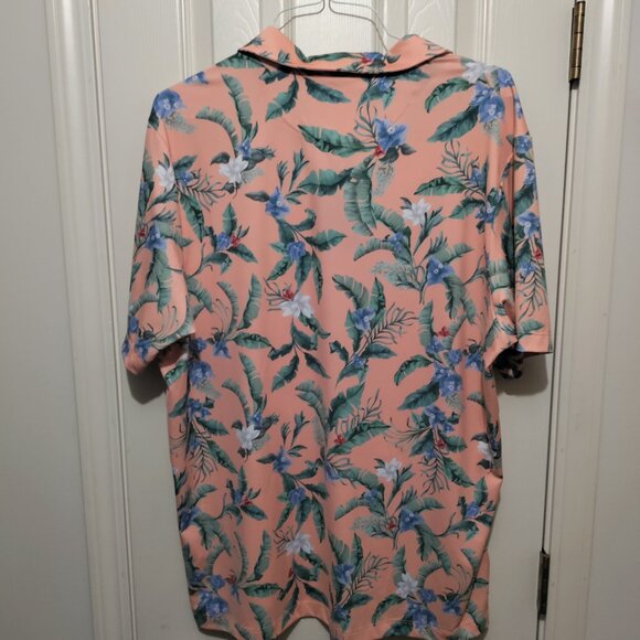 NWT Bad Birdie Men’s XXL Golf Shirt Polo Peach Floral Fiesta Tropical - Picture 2 of 7